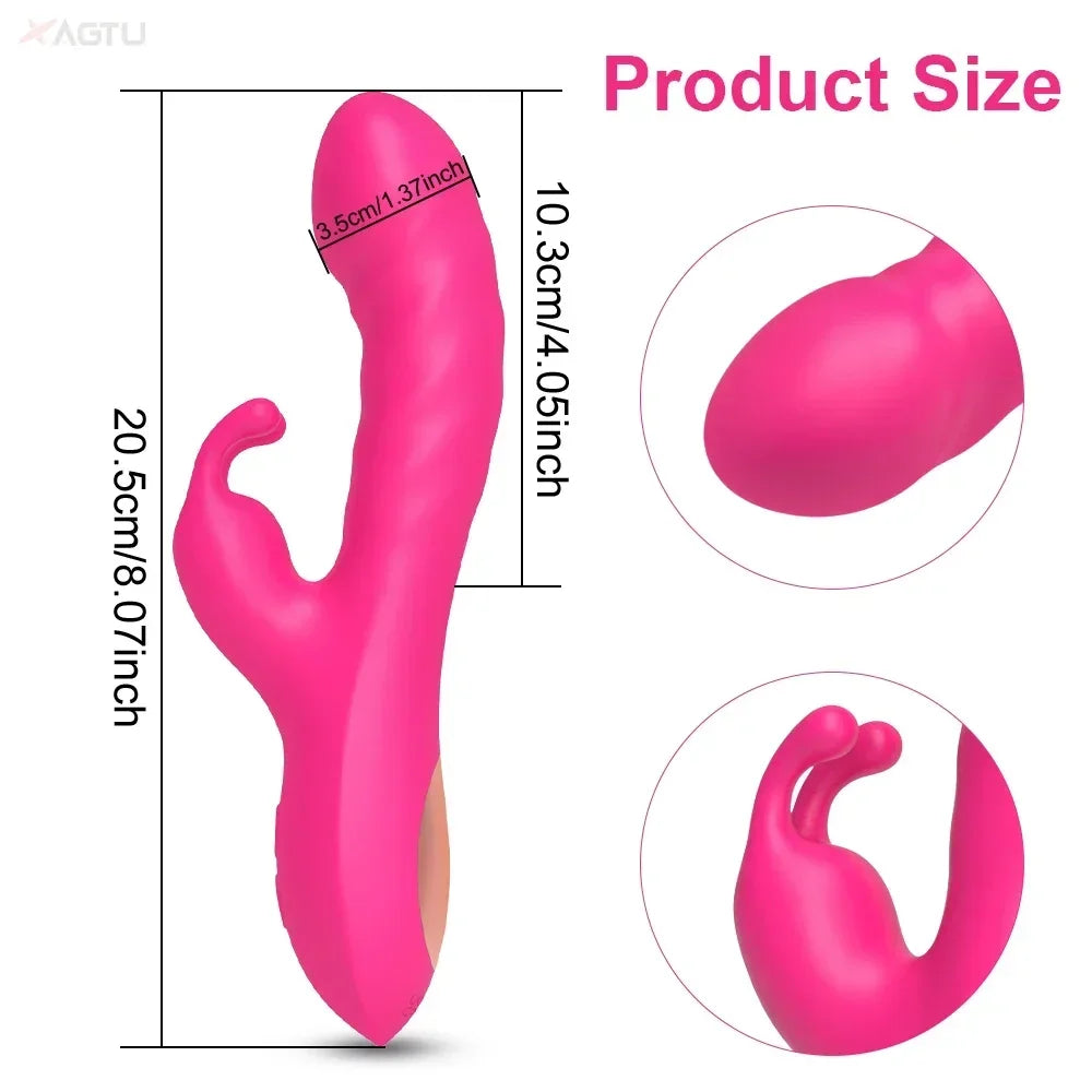 Powerful Rabbit Vibrator Women G-Spot Clitoral Stimulator Vagina Nipple Massager Dildo Female Masturbator Adult Sex Toy